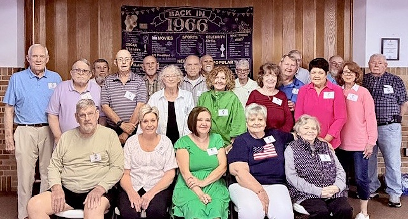 Group photo of the OHHS Class of 66 reunion held at the Oak Hill Presbyterian Church on May 24, 2026.