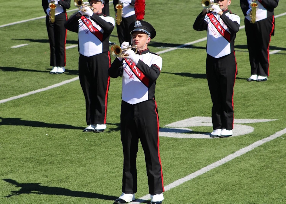 Photo of the Marching Oaks on the field at the Jackson Band Show